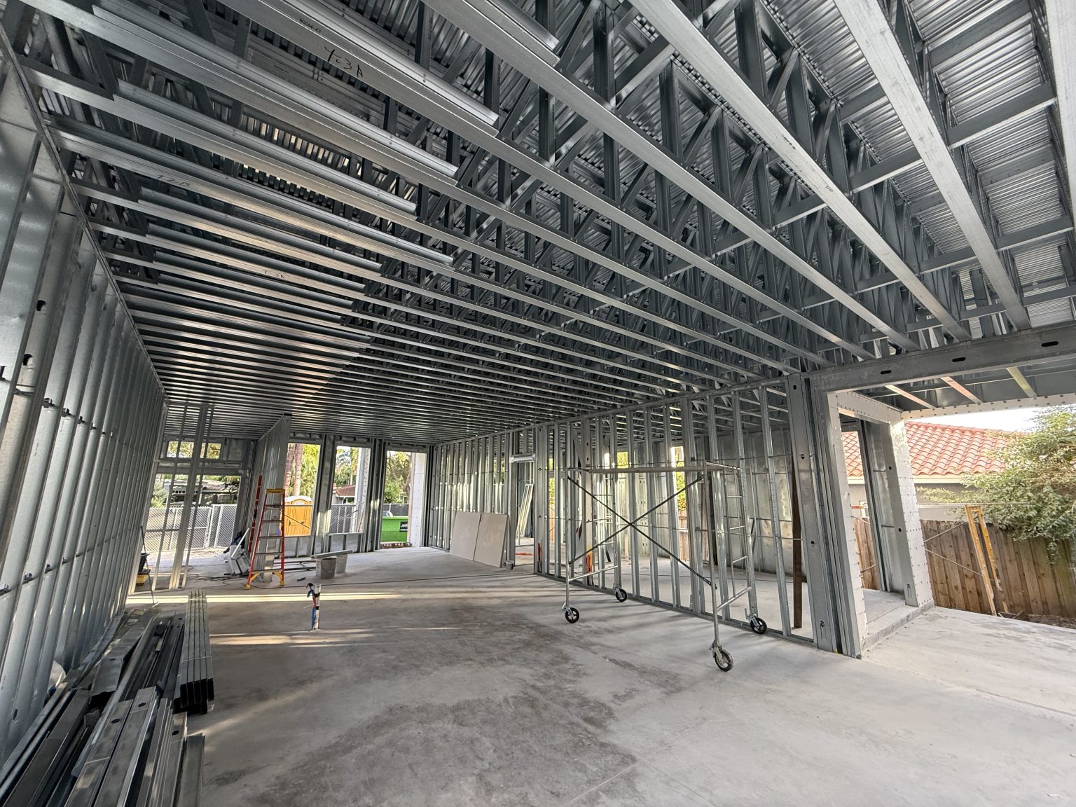 Prefabricated light-gauge steel framing installed on a KB Global USA home in Miami
